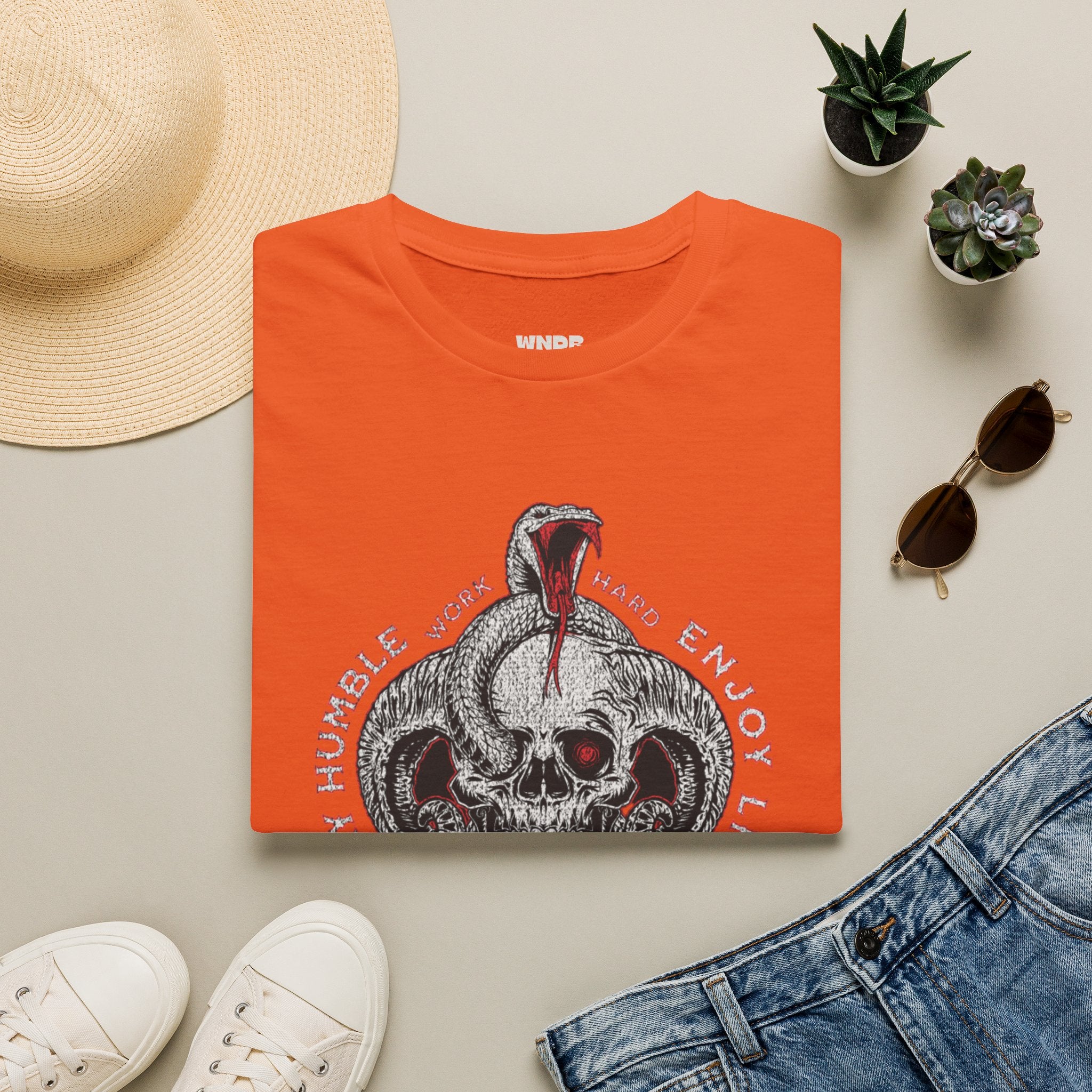 Skull and Cobra Illustration T-Shirt | Rose Accents, Vintage Tattoo Style