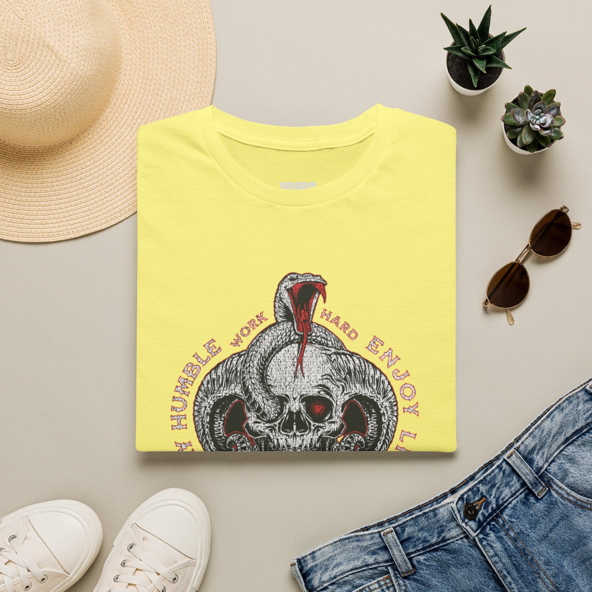 Skull and Cobra Illustration T-Shirt | Rose Accents, Vintage Tattoo Style
