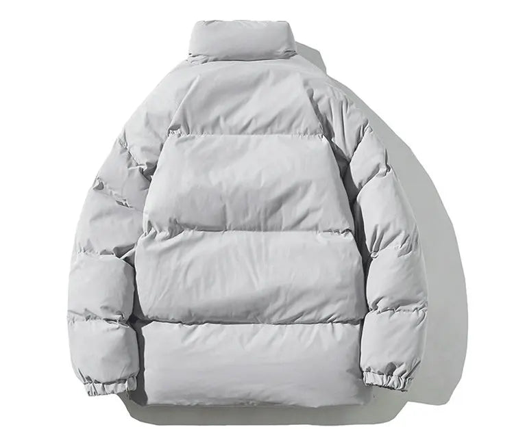 Streetwear Harajuku Warm Men's Winter Coat Solid Color Casual Parka Stand Collar Fashion Oversize Women's Winter Jacket