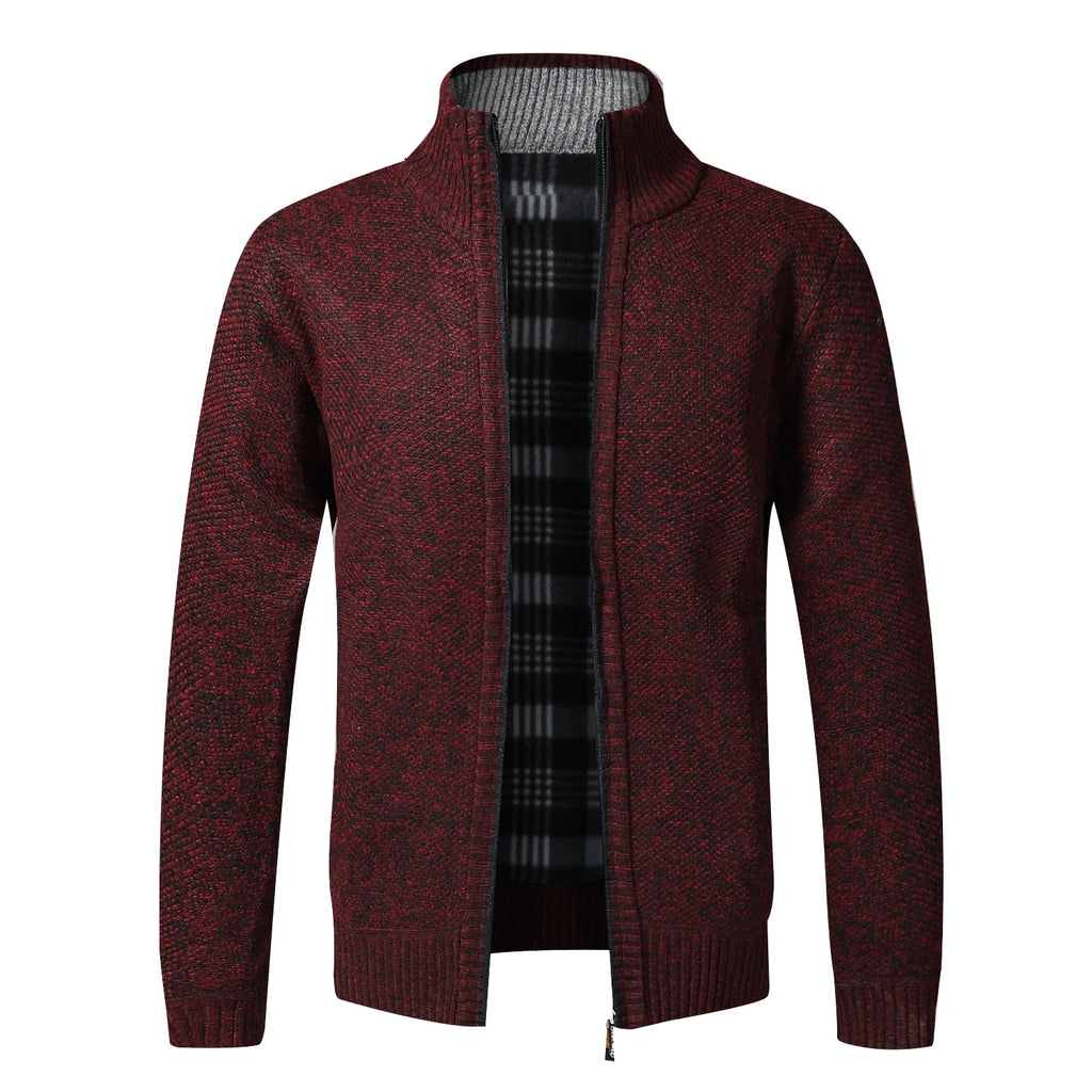 Autumn Winter Warm Cardigan Men Fleece Sweaters Full Zip Jackets Slim Fit Luxury Brand Knitted Sweater Coat American Jersey