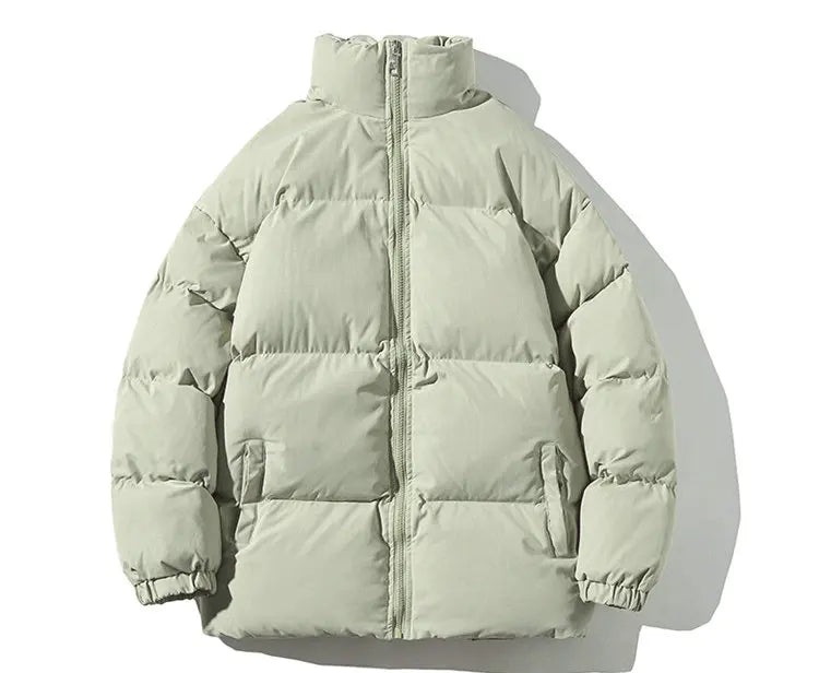 Streetwear Harajuku Warm Men's Winter Coat Solid Color Casual Parka Stand Collar Fashion Oversize Women's Winter Jacket