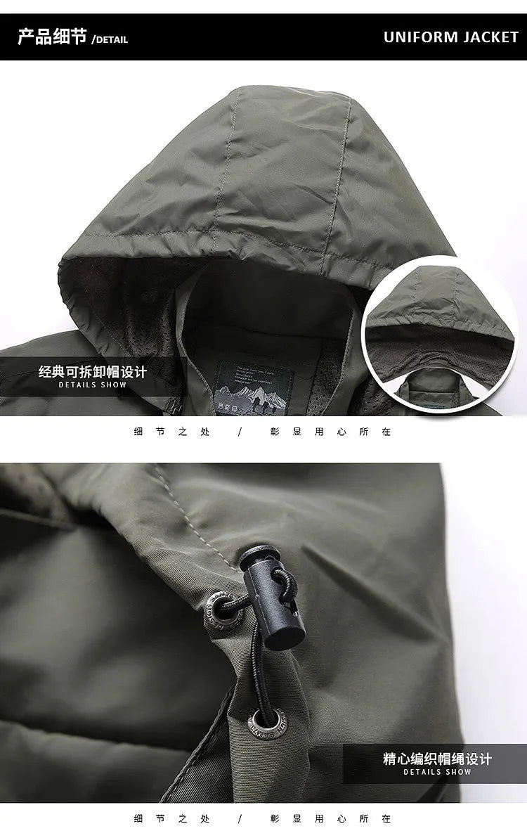 Yamaha Men's Motorcycle Jacket with Windproof and Waterproof Hood, Detachable, Large Size, Spring-Autumn Style, Tactical Jacket