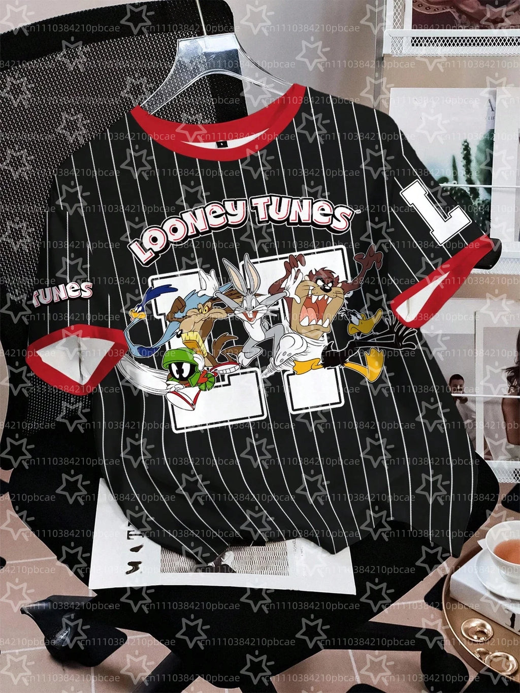 LOONEY TUNES Cartoon Design Pattern Printed Loose Short Sleeve T-shirts Children's Summer Casual Sports Fashion Round Neck Tops