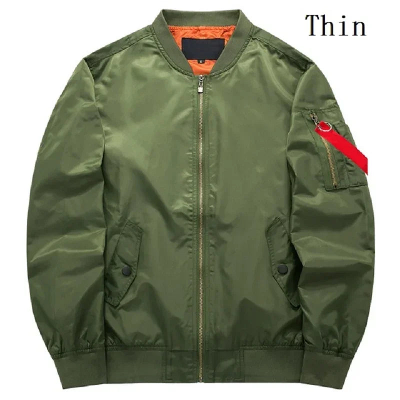 MA-1 Flight Bomber Jacket for Men Thick and Thin Casual Zipper Jackets Baseball Pilot Waterproof Winter Coat Male Plus Size 8XL