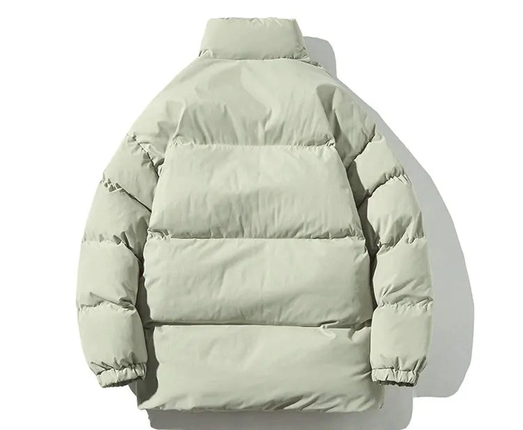 Streetwear Harajuku Warm Men's Winter Coat Solid Color Casual Parka Stand Collar Fashion Oversize Women's Winter Jacket