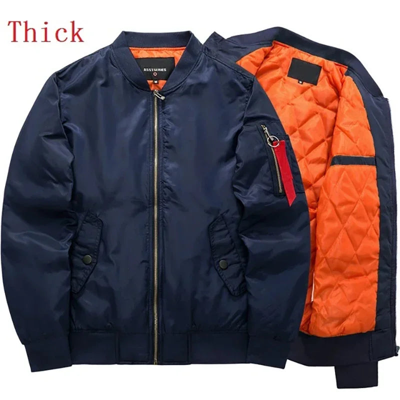 MA-1 Flight Bomber Jacket for Men Thick and Thin Casual Zipper Jackets Baseball Pilot Waterproof Winter Coat Male Plus Size 8XL