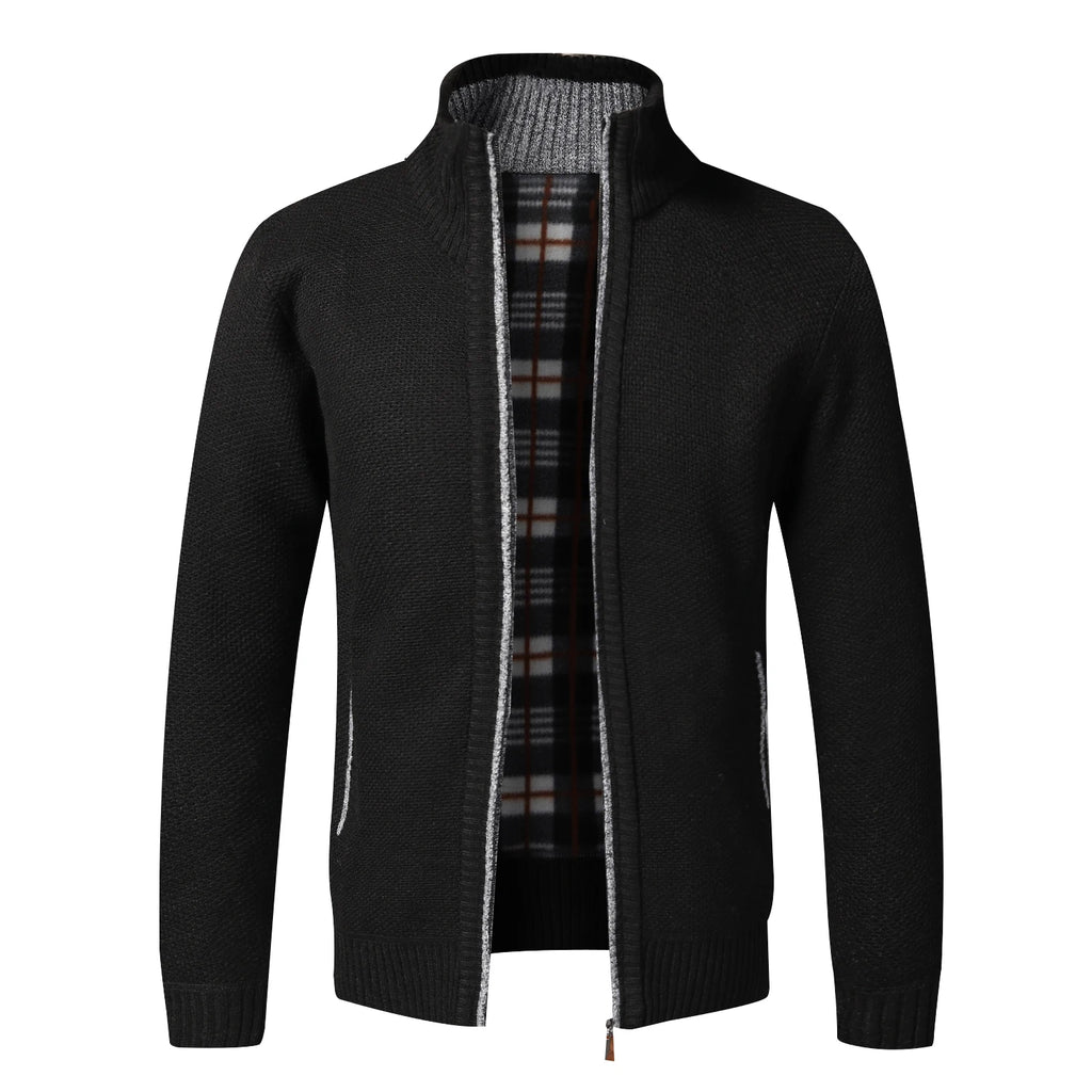 Autumn Winter Warm Cardigan Men Fleece Sweaters Full Zip Jackets Slim Fit Luxury Brand Knitted Sweater Coat American Jersey