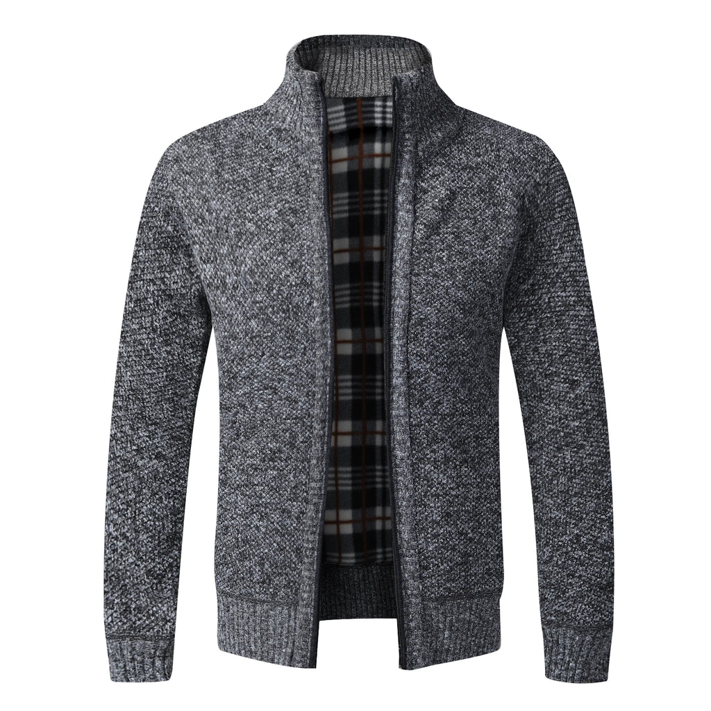 Autumn Winter Warm Cardigan Men Fleece Sweaters Full Zip Jackets Slim Fit Luxury Brand Knitted Sweater Coat American Jersey