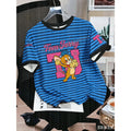 TOM & JERRY Minimalist Casual Cartoon Design Pattern Printed Summer T-shirt Round Neck Short Sleeve Pullover Loose Child Top