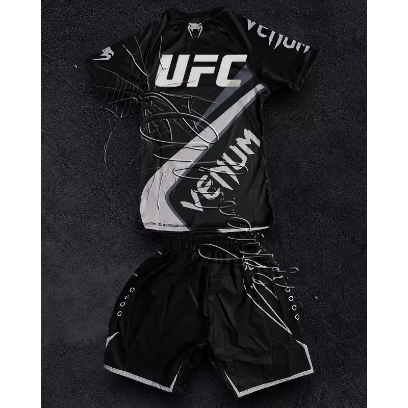 2026 Summer Bestseller New Boxing Suit Men's UFC Enthusiasts Fighting Night Quick Drying Training Shorts Set Fitness Set