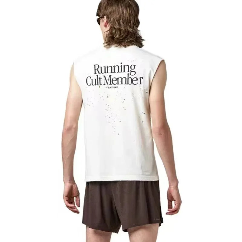Satisfy running sports vest loose casual cotton T-shirt