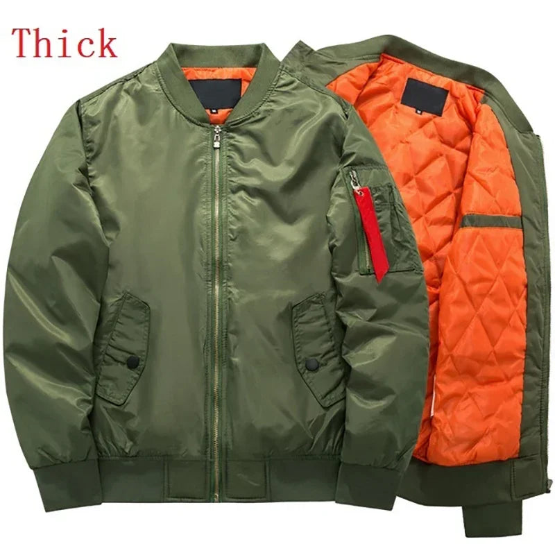 MA-1 Flight Bomber Jacket for Men Thick and Thin Casual Zipper Jackets Baseball Pilot Waterproof Winter Coat Male Plus Size 8XL