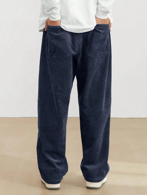 2026 new fashion Men's Corduroy Straight Casual Pants spring autumn Outdoor Streetwear with Drawstring Elastic Waist