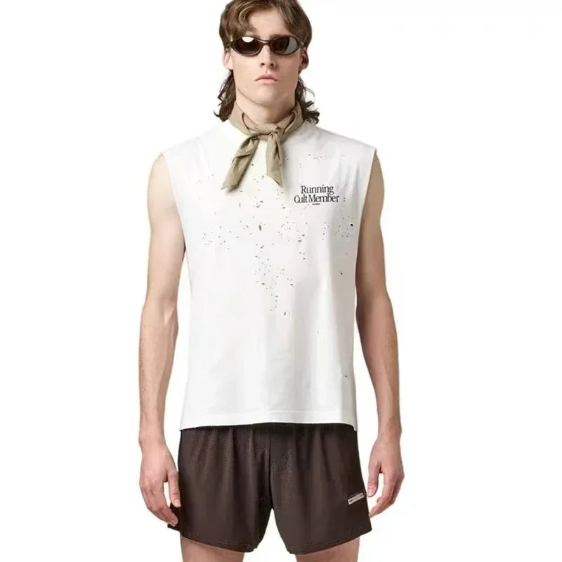 Satisfy running sports vest loose casual cotton T-shirt