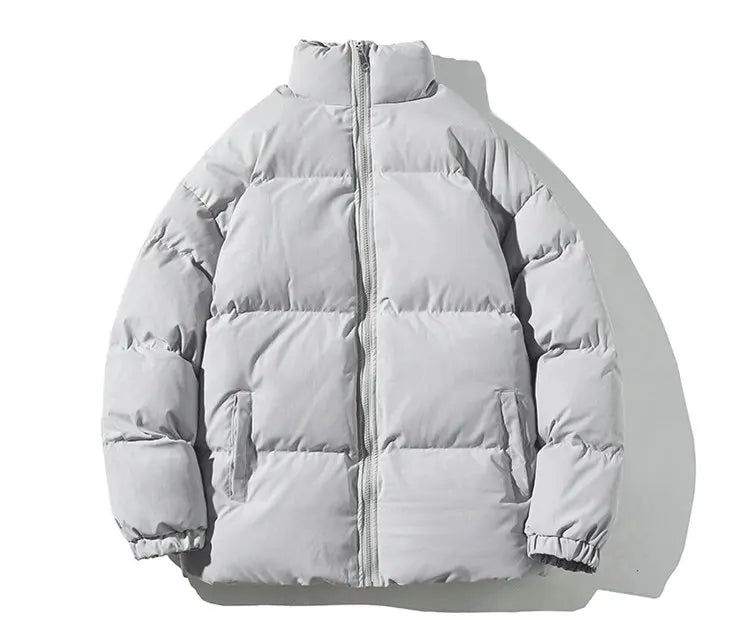 Streetwear Harajuku Warm Men's Winter Coat Solid Color Casual Parka Stand Collar Fashion Oversize Women's Winter Jacket