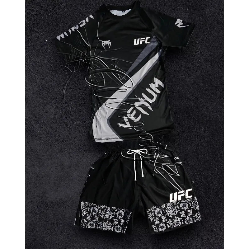 2026 Summer Bestseller New Boxing Suit Men's UFC Enthusiasts Fighting Night Quick Drying Training Shorts Set Fitness Set